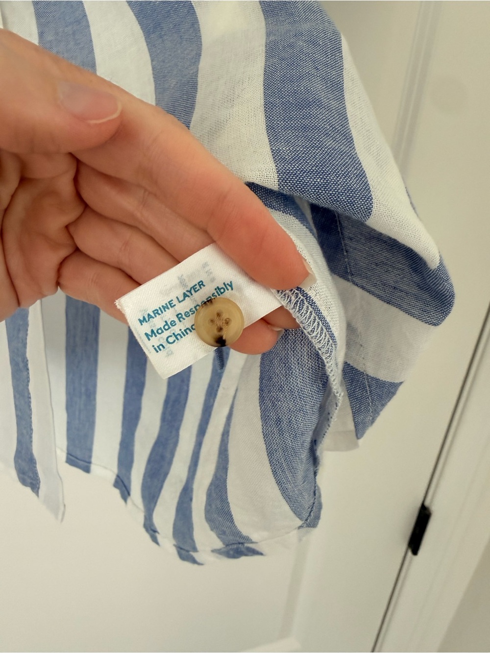 Marine Layer Casual Blue & White Striped Button-Front Shirt - Picture 7 of 8